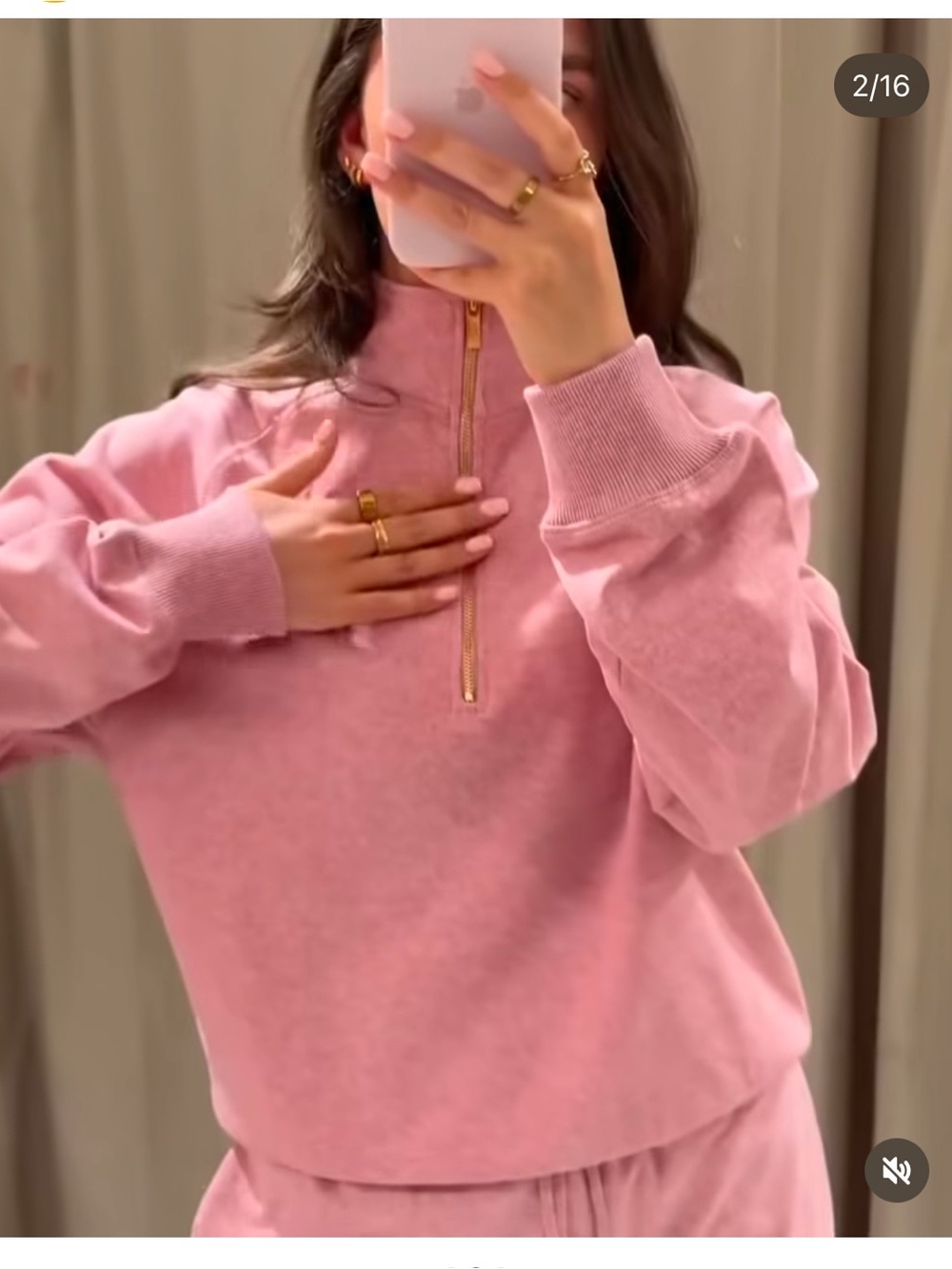 Zara Pink Half-Zip Sweatshirt
